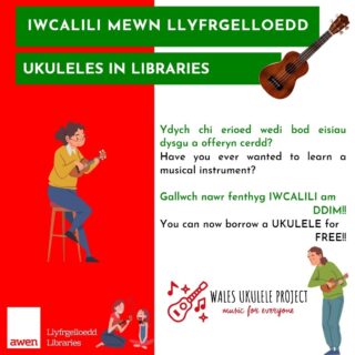 Today is the day of our Ukuleles in Libraries launch 🎶 

Launching today at 11am at Maesteg Library! This is part of a grant funded scheme, led by the Wales Ukulele Project.

The aim is to support (predominantly adults) with social isolation and inclusion through learning an instrument.

Just like a book, the ukuleles can be reserved by anyone to borrow from any library including our Books on Wheels service.